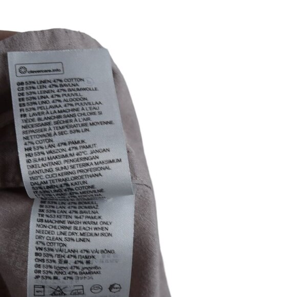 H&M Cropped Wide Sleeve Linen Cotton Blend Shirt Blouse Size Small Dusty Mauve - Picture 7 of 8